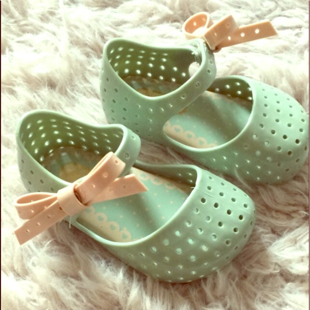 New Mini Melissa Mint and Peach Shoes